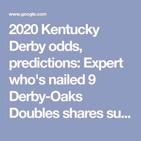 2020 Kentucky Derby odds, predictions: Expert who's nailed 9 .